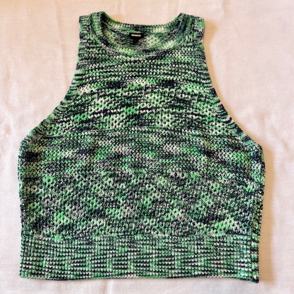 Monrow XS Space Dye Crochet Racer Back Sweater Tank Top ~ Cropped Y2K 90’s - Picture 1 of 8
